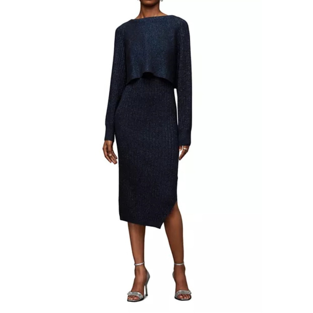 All Saints Margot 2 in 1 Sparkle Sweater Dress Set‎  Sz. S Wool Blend Black NWT